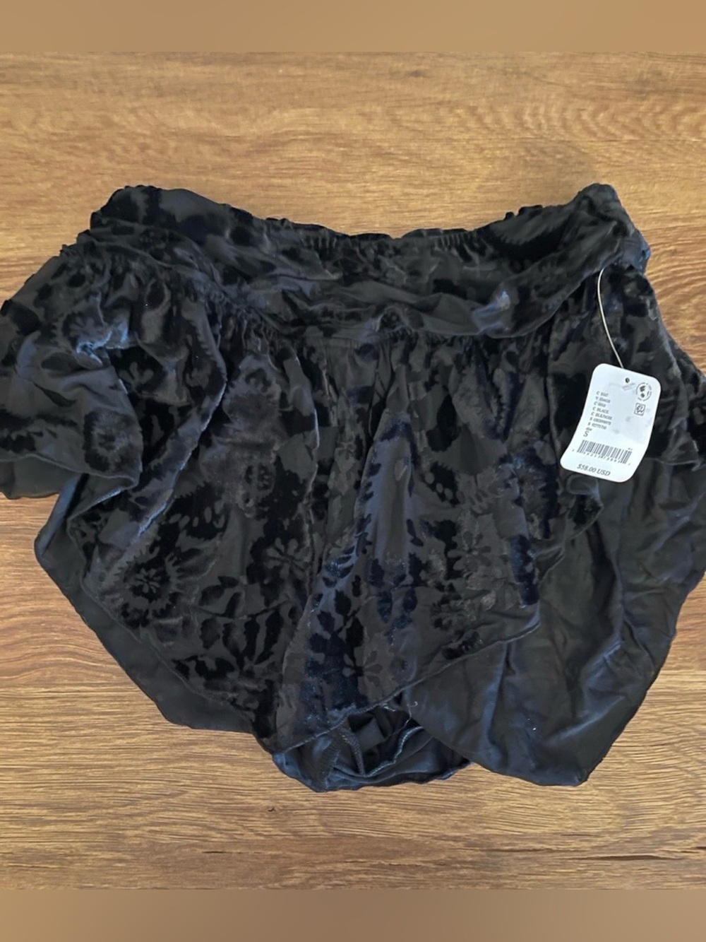 Free People Intimately Snow Angel Velvet Shorts Black S